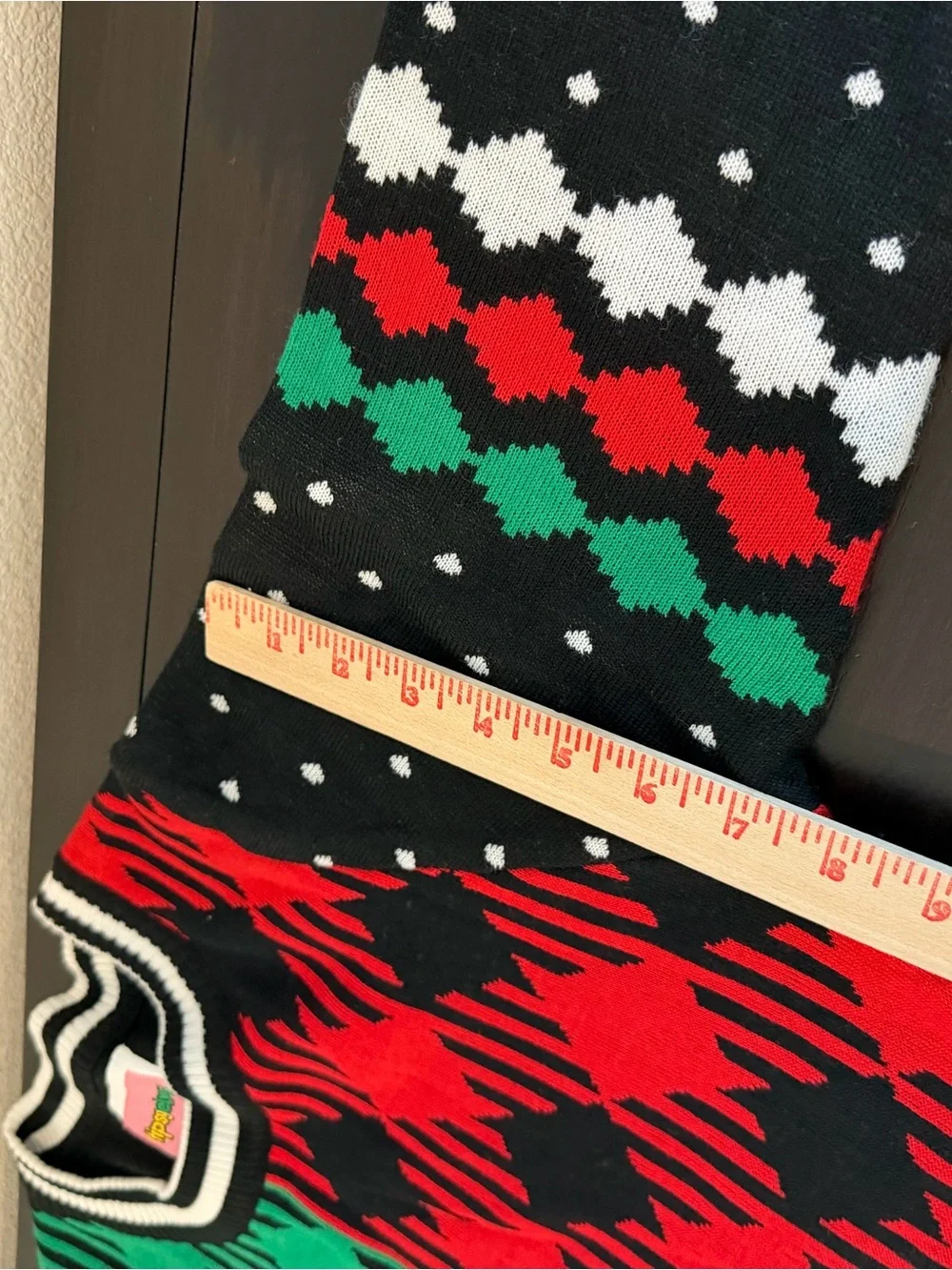 Maternity Christmas Best Gift Ever Red & Green Diamond Bow Sweater M